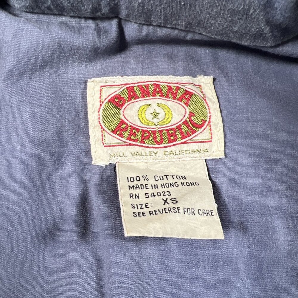 Vtg 80's Banana Republic Safari Vest Jacket Mens XS Photography Pack Away Hood - Picture 13 of 16